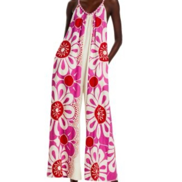 FARM Rio Pink and Red Floral Jumpsuit - Picture 2 of 6